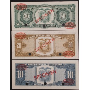 Ecuador. 1968 10 20 50 Sucres Specimen Set