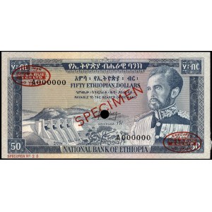 Ethiopia. 1966 50 Dollars Specimen