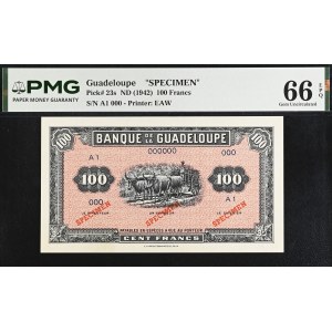 Guadeloupe. 1942 100 Francs Specimen
