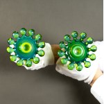 DROST Jan Sylwester - HSG Ząbkowice - Pair of "Radiant" candlesticks - 1970s [very rare].