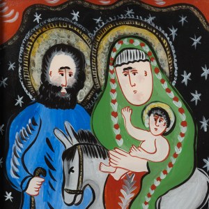 PĘKSA Jolanta - Ucieczka św. Rodziny - Zakopane 1980 [obraz na szkle, 38x32 cm]