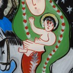 PĘKSA Jolanta - Ucieczka św. Rodziny - Zakopane 1980 [obraz na szkle, 38x32 cm]