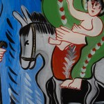 PĘKSA Jolanta - Ucieczka św. Rodziny - Zakopane 1980 [obraz na szkle, 38x32 cm]