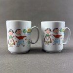 Set of two porcelain mugs - Jacek and Agatka - 1970s.