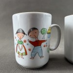 Set of two porcelain mugs - Jacek and Agatka - 1970s.