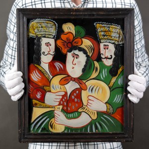 PÊKSA Jolanta - Sucker with robbers - Zakopane 1979 [painting on glass, 38x32 cm].