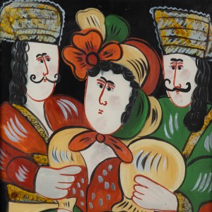 PĘKSA Jolanta - Frajerka ze zbójnikami - Zakopane 1979 [obraz na szkle, 38x32 cm]