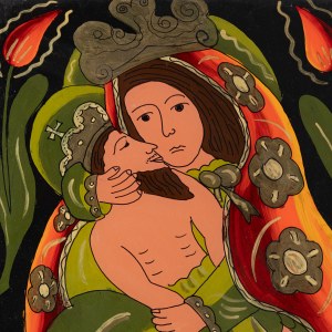 WALCZAK-BANIECKI Władysław - Pieta. Matka Boska z Jezusem - Zakopane lata 80 [obraz na szkle, 38x32 cm]