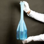 JAKUBAS Michal Krakow Glass Institute - Crumpled bottle - 1970s [giant, 47 cm, very rare].