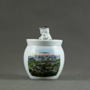 Commemorative mug with a cat and a view of Zakopane - Early 20th century. [souvenir].
