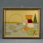 GĄSIENICA SZOSTAK Krystyna - Janosik and the fish - Zakopane 1960s [painting on glass].