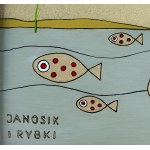 GĄSIENICA SZOSTAK Krystyna - Janosik and the fish - Zakopane 1960s [painting on glass].