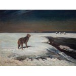 Alfred Wierusz-Kowalski (1849 Suwalki - 1915 Munich), Wolf by night, ca. 1910.