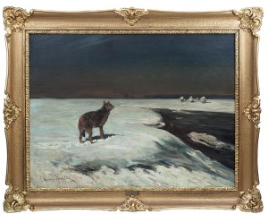 Alfred Wierusz-Kowalski (1849 Suwałki - 1915 Monachium), Wilk nocą, ok. 1910 r.