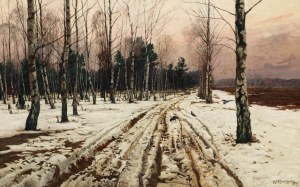 Michał Gorstkin-Wywiórski (1861 Warszawa - 1926 Berlin), Zimowy pejzaż, 1918 r.