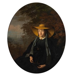 Romuald Chojnacki (1818 Varšava -1885 Odesa), Portrét mladej ženy v klobúku, 1864.