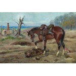 Jerzy Kossak (1886 Kraków - 1955 there), Horse over lancer, 1939.