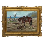 Jerzy Kossak (1886 Kraków - 1955 there), Horse over lancer, 1939.