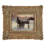 Jan Konarski (1850-1918), Winter sleigh ride at dusk