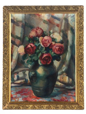 Teodor Grott (1884 Częstochowa - 1972 Kraków), Bukiet róż w wazonie