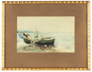Marian Mokwa (1889 Malary - 1987 Sopot), Łódź na brzegu