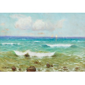 Roman Bratkowski (1869 Lviv - 1954 Wieliczka), Seagulls over the waves