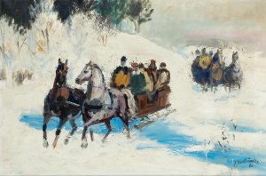 Józef Korolkiewicz (1902 -1988), Saniami na polowanie, 1986 r.