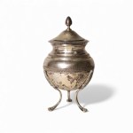 Empire-style sugar bowl in embossed and chiseled silver