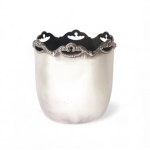 Silver bottle holder with festooned top border