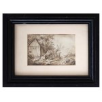 North Italian school of the 18th-19th century, Rural scene with cattle and figures