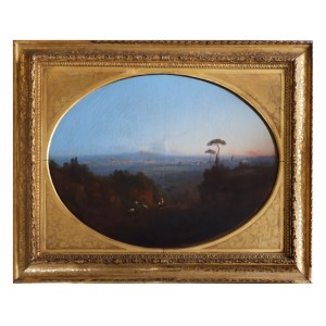 Italian School of the 19th Century, Grand Tour painting with panoramic view of Rome from Monte Mario
