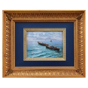 Radames Scoppa (Naples, 1877 - 1957), Boats off Capri.