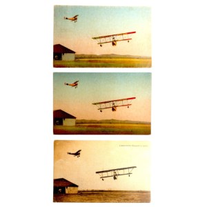 Lot of 3 photographic postcards with aviation subject, 1916-1918.