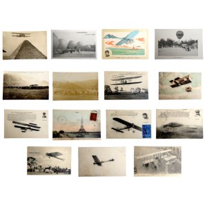 Collection of 15 vintage photo postcards devoted to aviation history