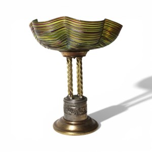 Loetz-style variegated glass centerpiece