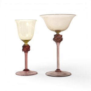 Two Murano glass goblets