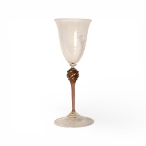 Large colorless Murano glass goblet