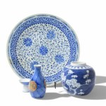 Three-piece blue-white Chinese porcelain