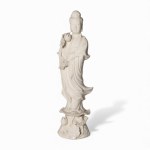 White glazed ceramic oriental figure