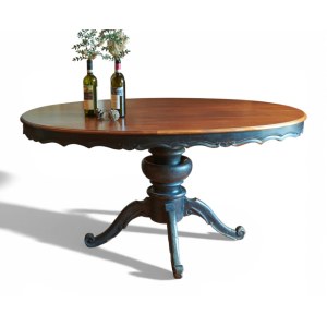 Louis Philippe oval table in walnut partly painted black