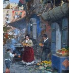 Vassetti, Small lane with figures and a market - Vassetti