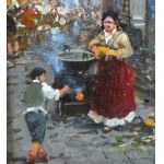 Vassetti, Small lane with figures and a market - Vassetti
