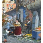 Vassetti, Small lane with figures and a market - Vassetti