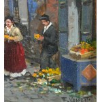 Vassetti, Small lane with figures and a market - Vassetti