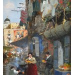 Vassetti, Small lane with figures and a market - Vassetti