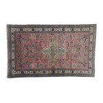 Burgundy fabric carpet.