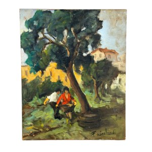 F.NICOLARDI, Landscape with figures - F.NICOLARDI