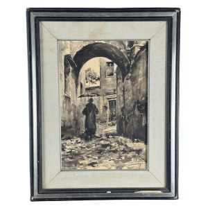 A. Trivellini, Small Street with Figure - A. Trivellini
