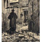 A. Trivellini, Small Street with Figure - A. Trivellini