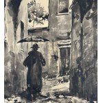 A. Trivellini, Small Street with Figure - A. Trivellini